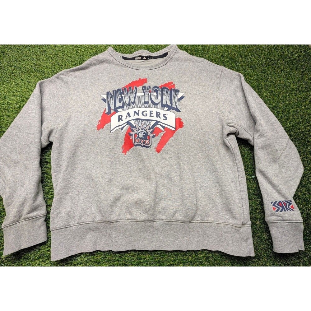 Adidas New York Rangers Sweatshirt Size L Gray Hockey Pullover